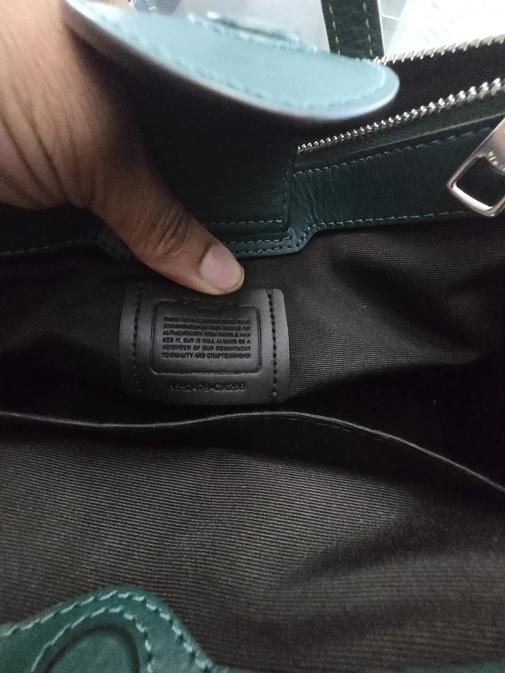 COACH Green Studded Signature Leather Tote - Picture 4 of 8